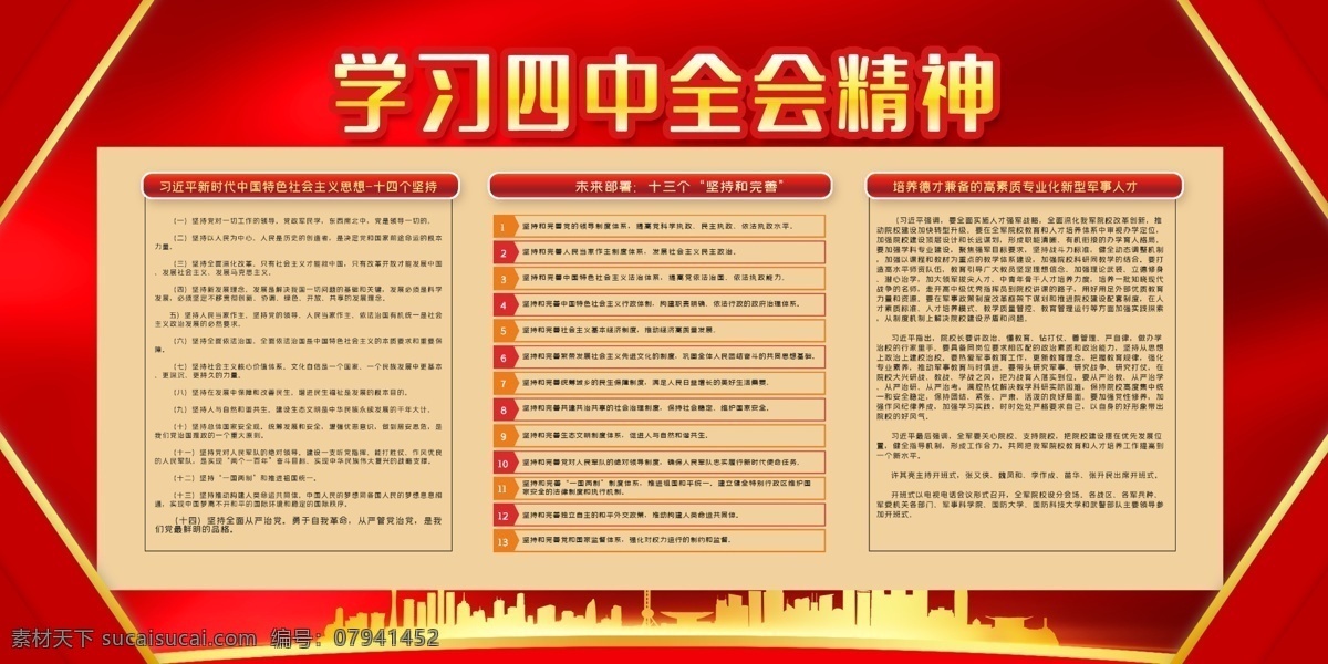 深入学习贯彻 党的 十九届 精神 宣传展板 四中全会决定 社会主义制度 图解四中全会 解读四中全会 四中全会热点 十九大 四中全会精神 四中全会展板