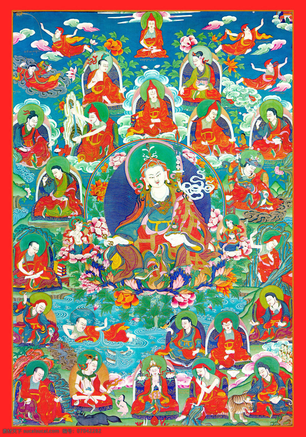 众神 形态 彩绘 唐卡 神仙 形象 佛教 宗教 信仰 卷轴画 书画文字 文化艺术