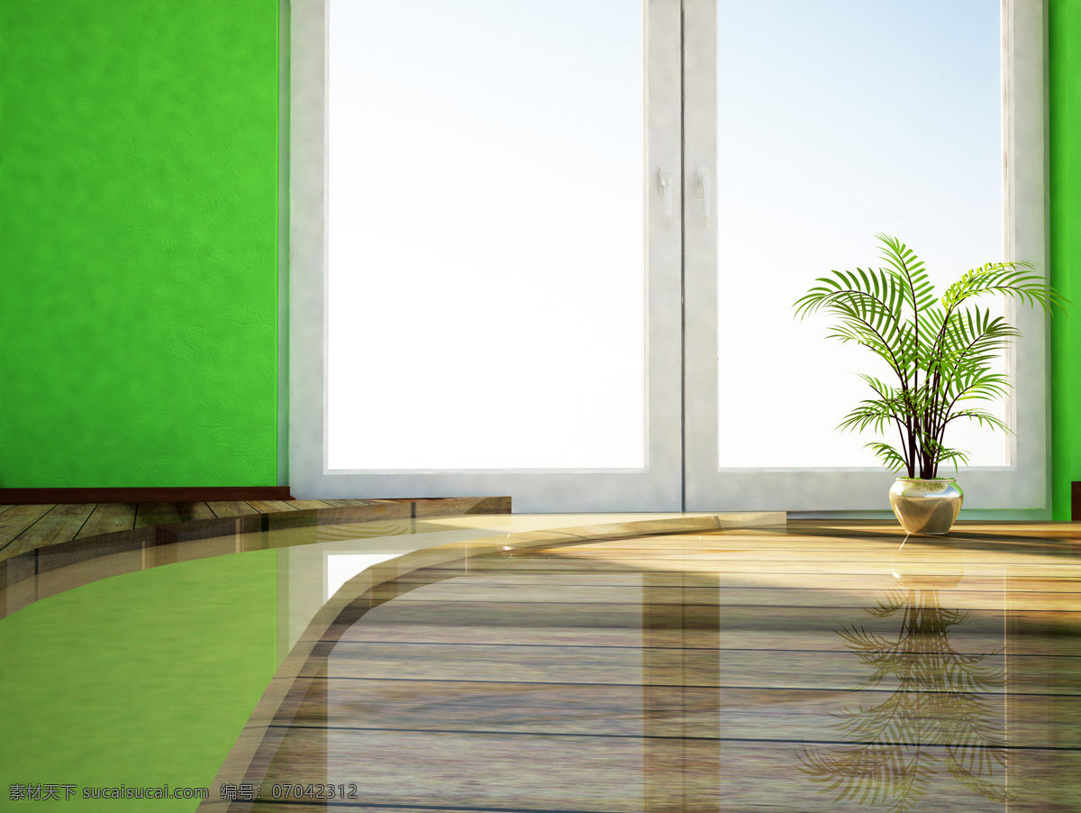 绿色环保 室内设计 环保 窗户 地板 绿色 绿色墙壁 装修 环境家居 白色