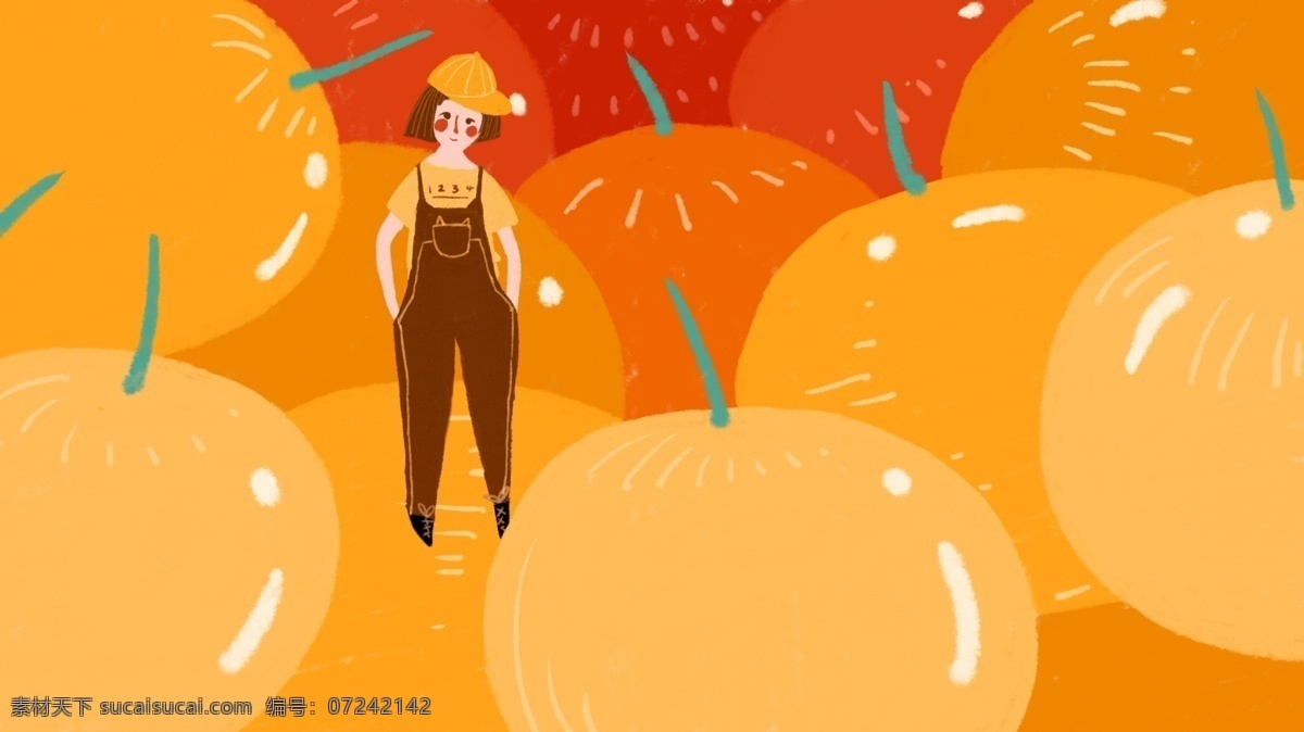 原创 小 清新 简约 黄色 水果 女孩 小清新 壁纸 背景 黄色水果 配图