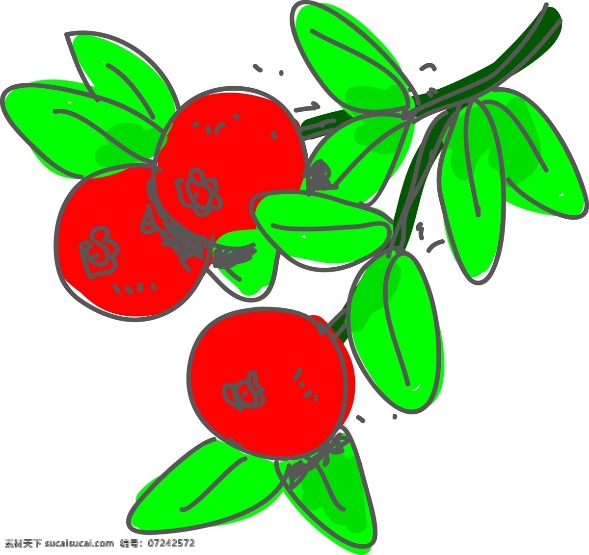 涂鸦 蔓 越 莓 矢量 手绘蔓越莓 涂鸦蔓越莓 红莓 红色 红色蔓越莓 绿色 绿色叶子 绿叶 涂鸦水果 手绘水果