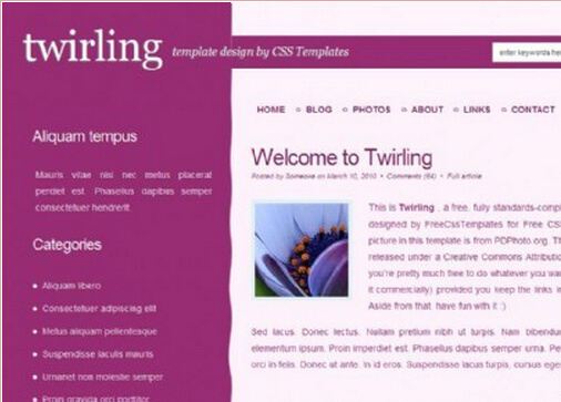 紫色 旋转 blog 网页模板 大气网页素材 高端模板设计 网页素材