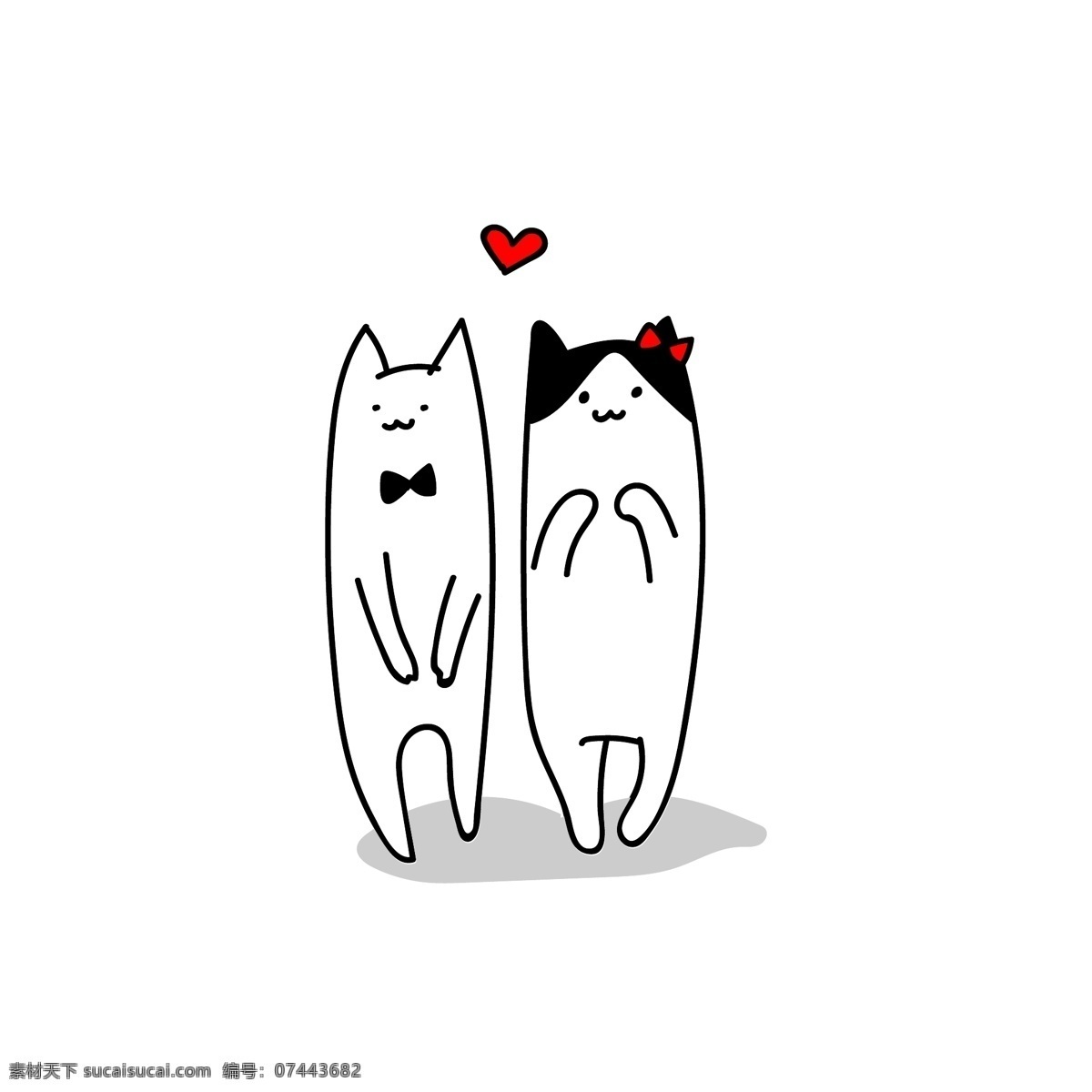 情侣猫 简笔画 卡通 猫 爱情 爱心 七夕 动物 漫画 动漫动画 动漫人物