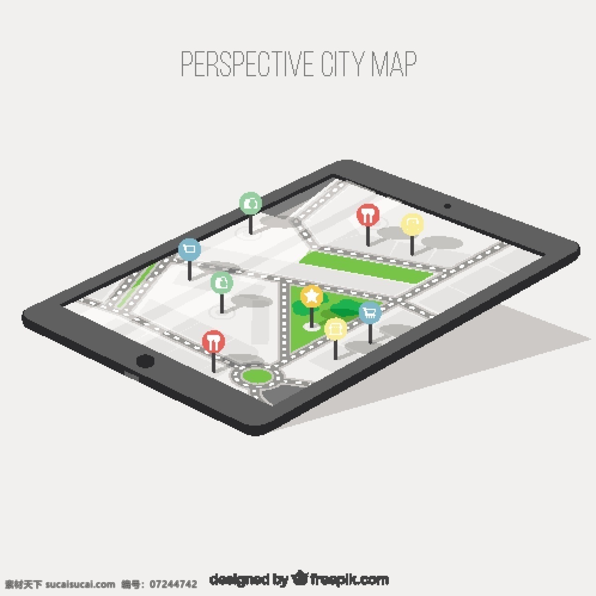 三维 城市地图 平板电脑 矢量 矢量素材
