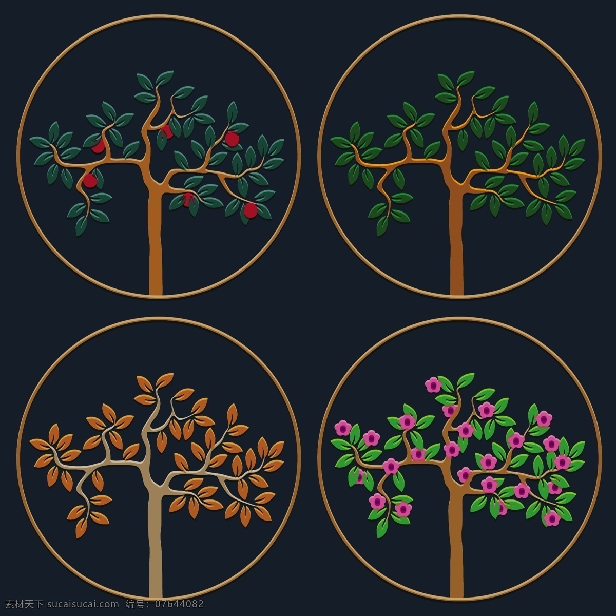 矢量 图标 集 季节 树 其他矢量图