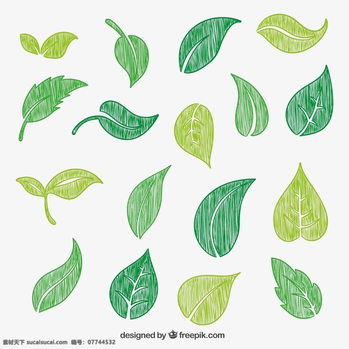 绿色 彩绘 叶子 树叶 绿叶 植物 插画 背景 海报 画册 矢量植物 生物世界 树木树叶 平面素材