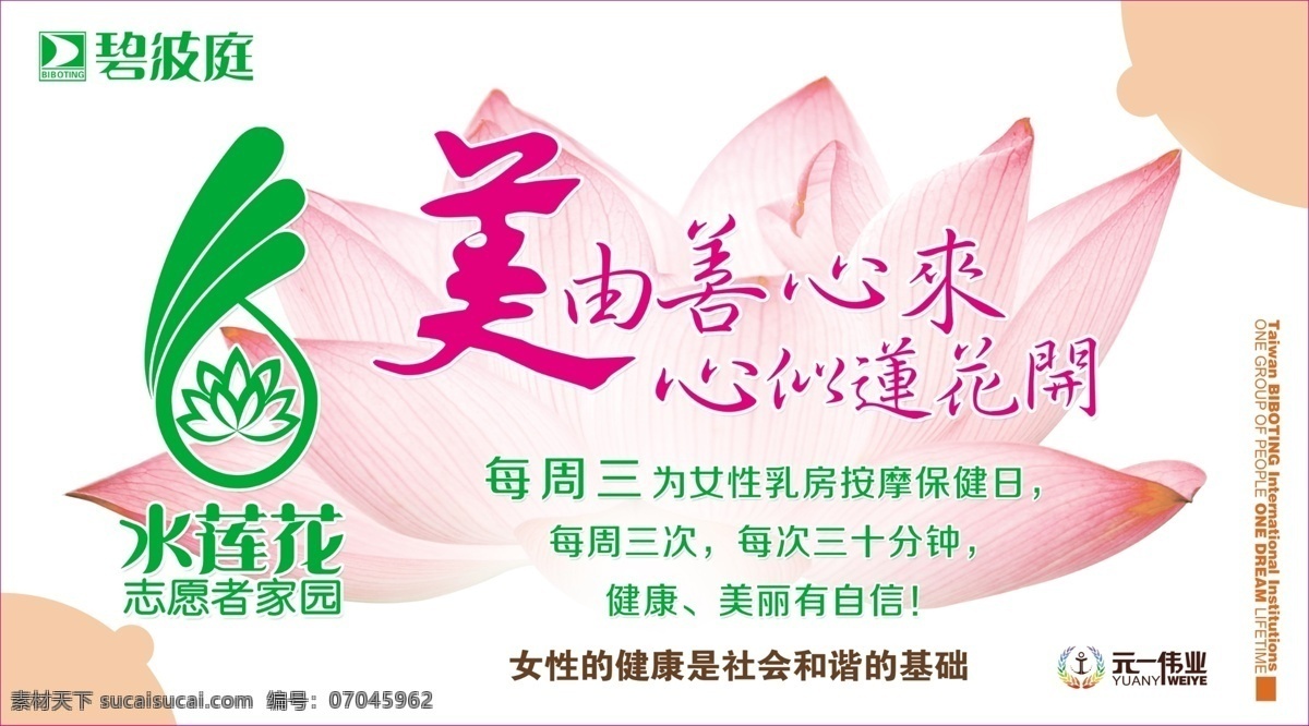 碧波庭 水莲花 珍爱乳房 海报 展板 背景图 分层