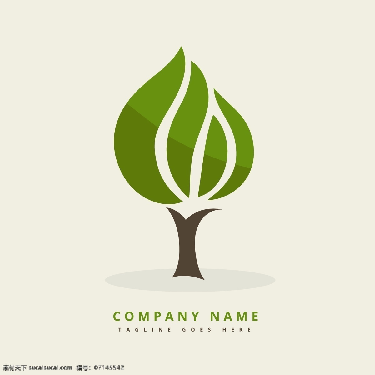 扁平化 抽象 树 logo 模板 绿色 logo模板