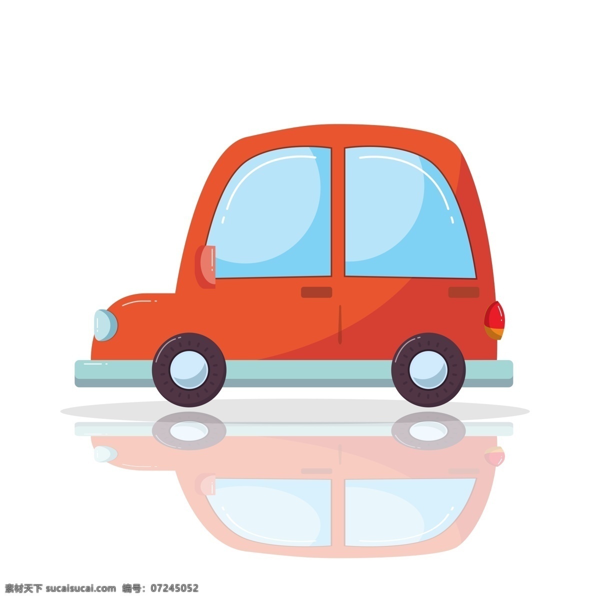 卡通 交通工具 橘 色 轿车 商用 汽车 橘色