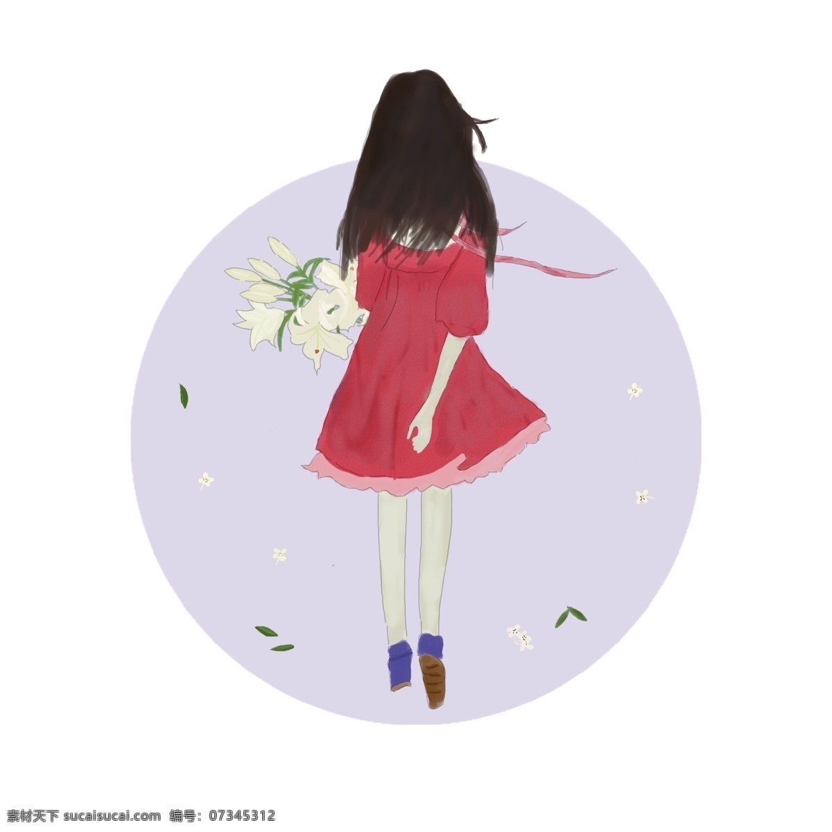 手绘 插画 花 女孩 手绘女孩 手绘花 插画女孩
