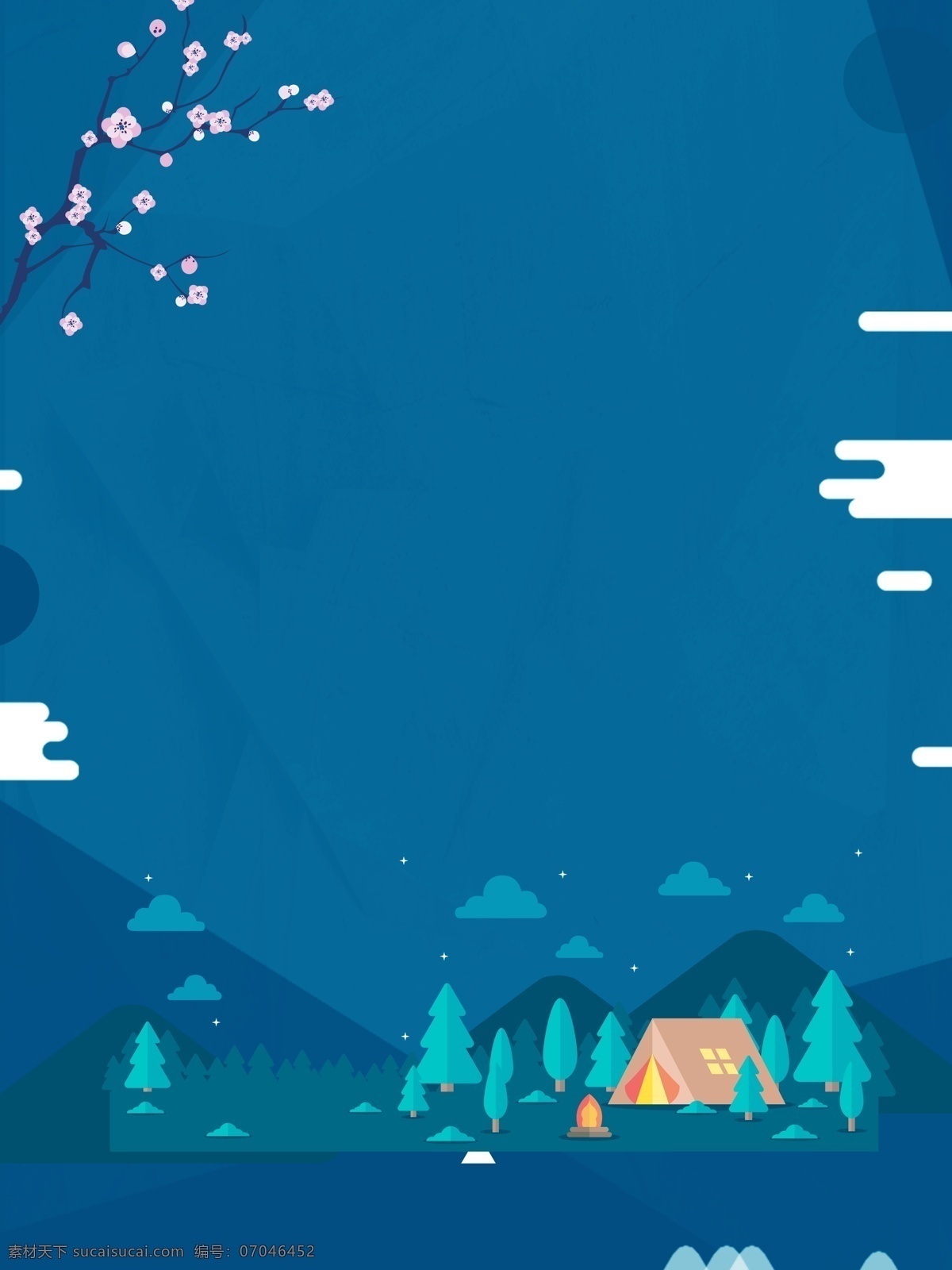 蓝色 手绘 冬季 旅游风景 背景 卡通冬季 冬天来了 冬至 雪景 清新水彩雪景 活动 促销