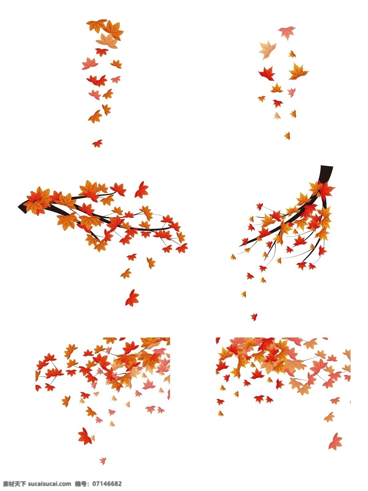 秋季落叶素材 秋季素材 秋天素材 元素 树叶 黄色 手绘素材 卡通素材 儿童素材 落叶
