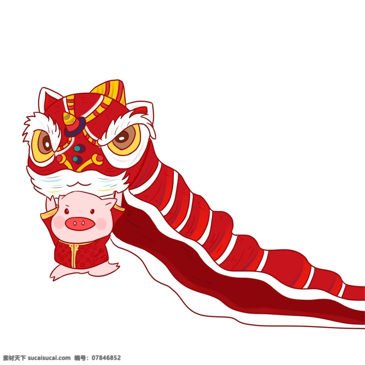 过年 舞狮 小 猪 中国 风 中国风 插画 春节 中国文化 手绘 新年 小猪 卡通小猪 猪年形象 小猪形象 小猪舞狮 中国年