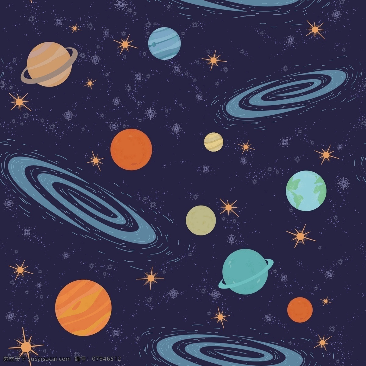 浩瀚 太空 矢量 宇宙 星球 创意 插画 科技 外太空
