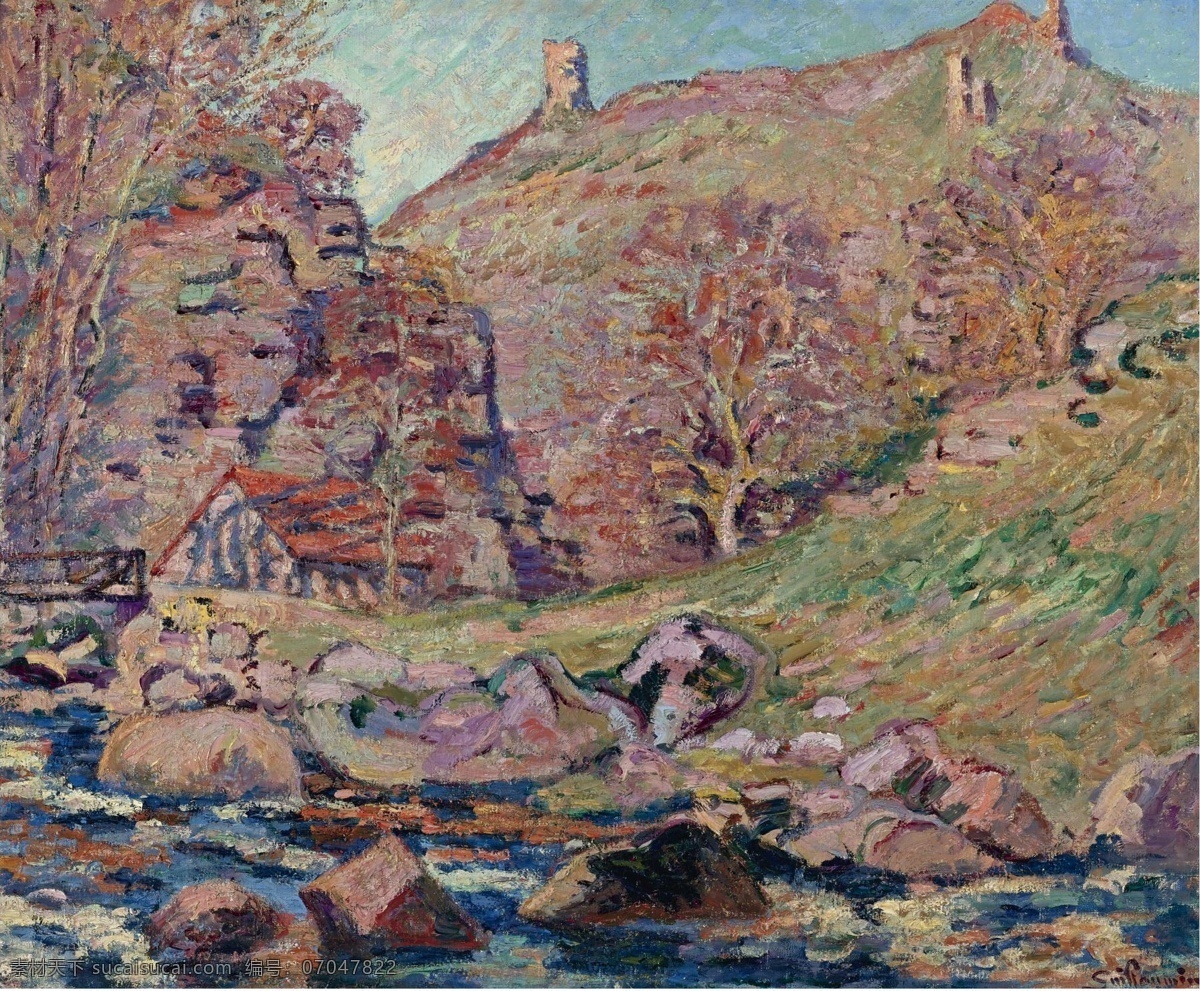 guillaumi 法国 画家 阿曼 吉 约曼 armand watermill castle crozant the of ruins guillaumin