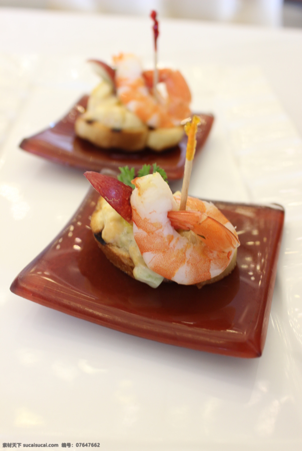 虾仁 西餐 精美 点心 牙签 西餐美食 餐饮美食