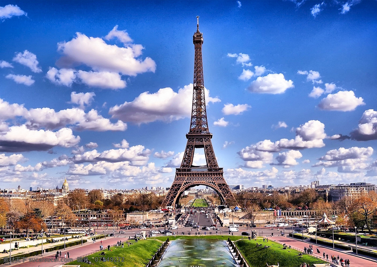 城市巴黎铁塔 巴黎铁塔 埃菲尔铁塔 塔 铁塔 高塔 蓝天 白云 晴朗巴黎 建筑园林 建筑摄影 自然景观 自然风景