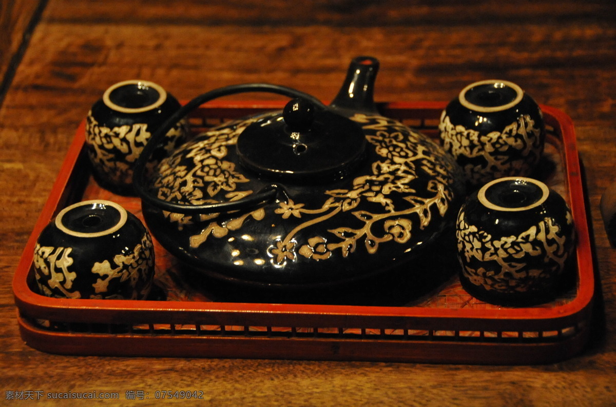 青花瓷 古典 茶具 餐具厨具 餐饮美食 茶杯 茶壶 茶盘 茶托 psd源文件