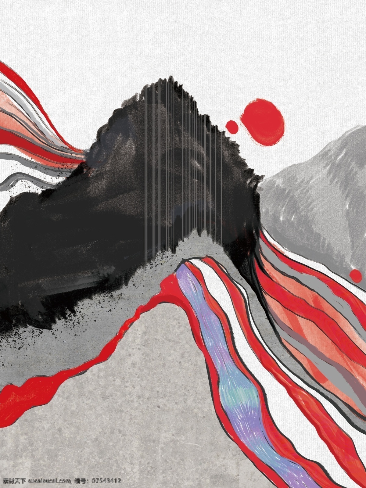 现代 简约 禅意 抽象 山水 装饰画 静谧 自然肌理