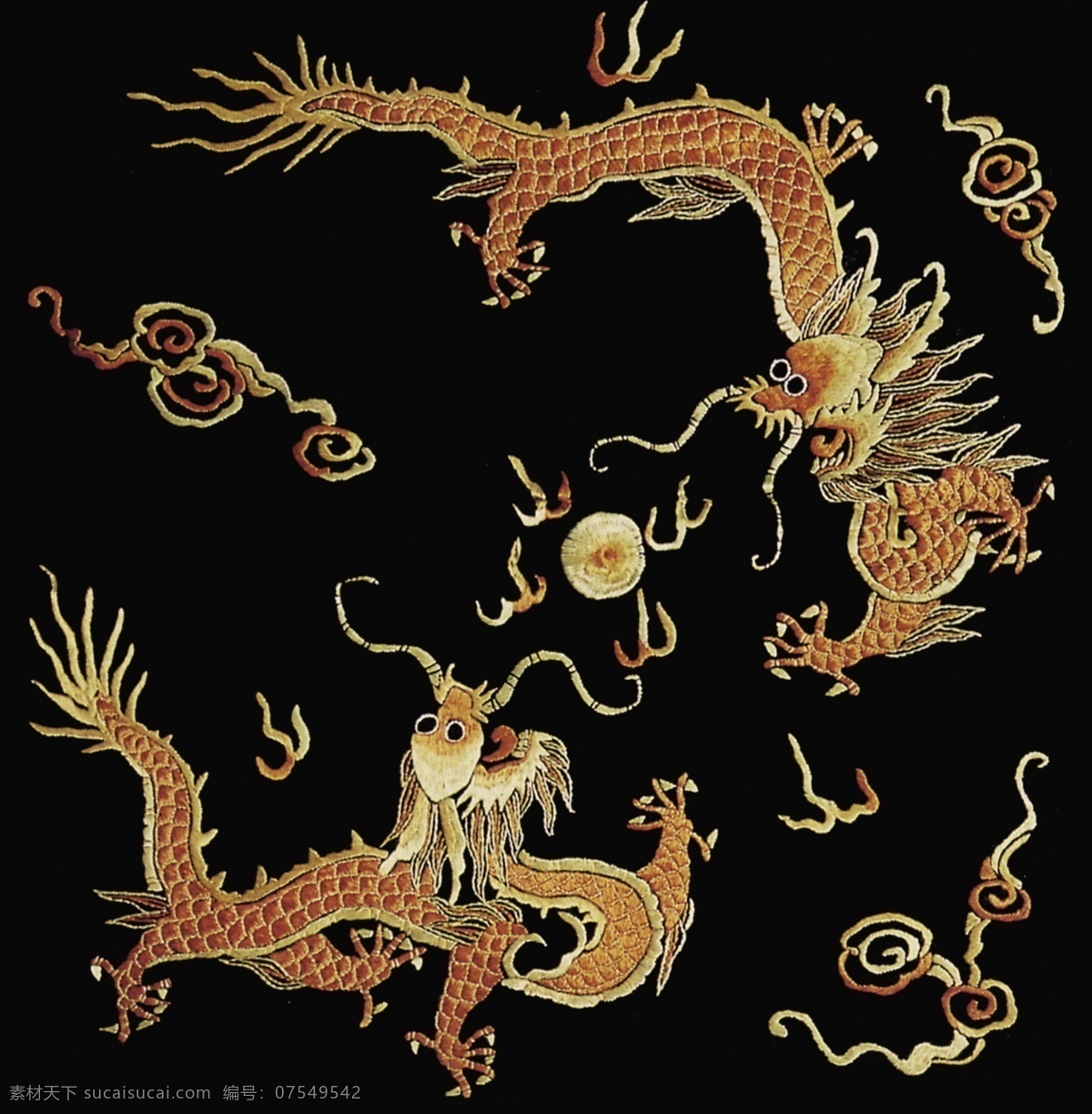 二龙戏珠 中式 布纹 贴图 中国风 花纹 图案 布纹贴图 二龙