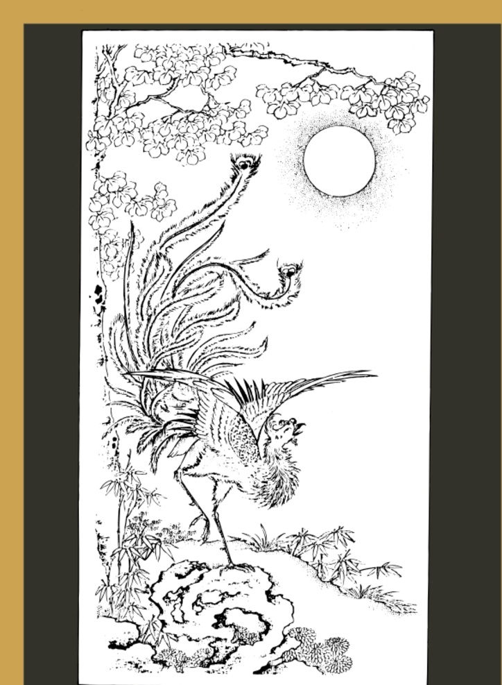 手绘线描凤凰 手绘凤凰 卡通凤凰 线描凤凰 动画线描凤凰 动漫动画