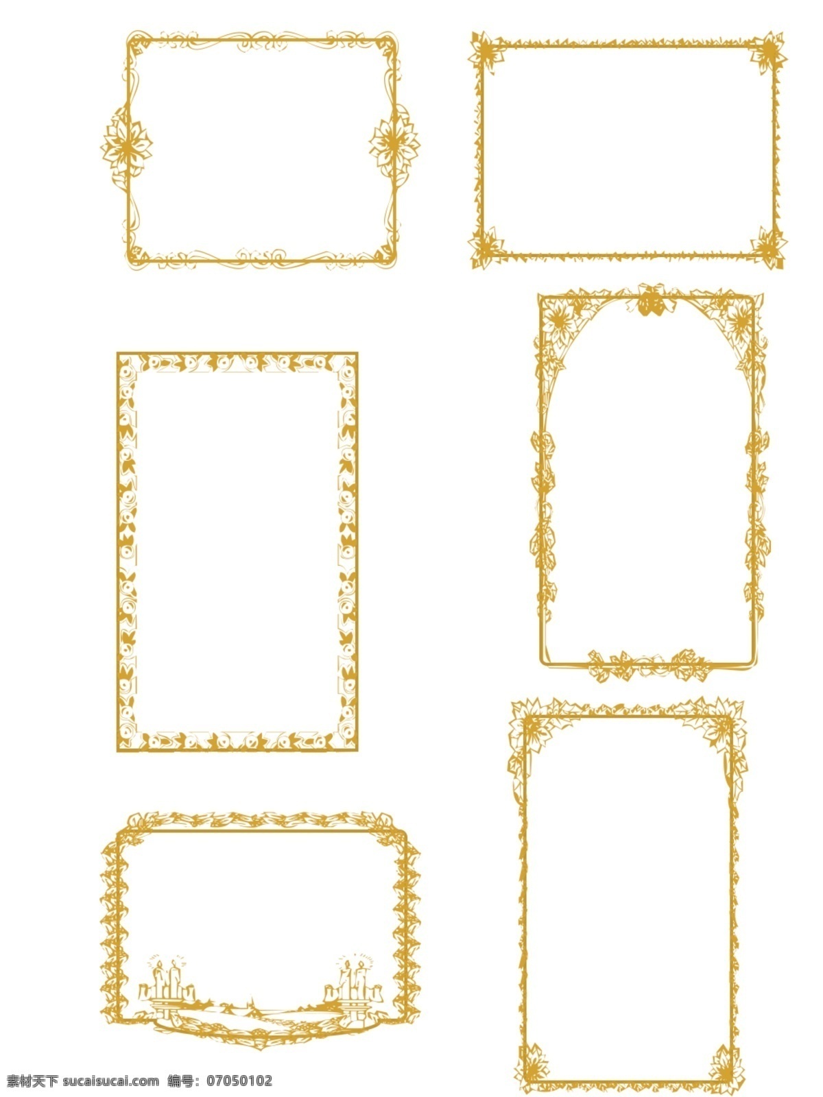 欧式 古典 边框 文本 金色 商用 花纹 线条 环纹