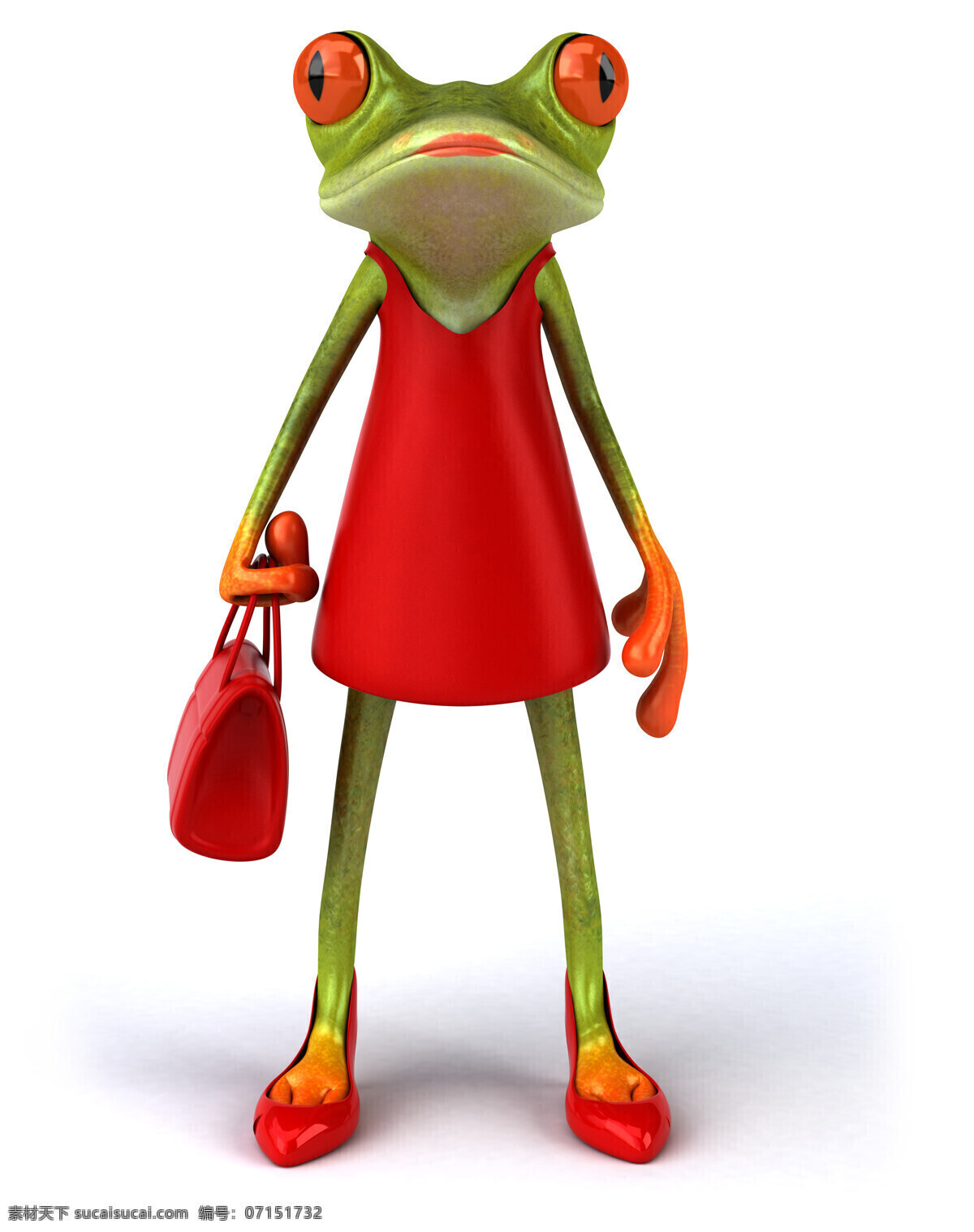 穿着 红色 裙子 的卡 通 青蛙 通人 动物 卡通动物 漫画插画 卡通青蛙 时尚的青蛙 水中生物 生物世界