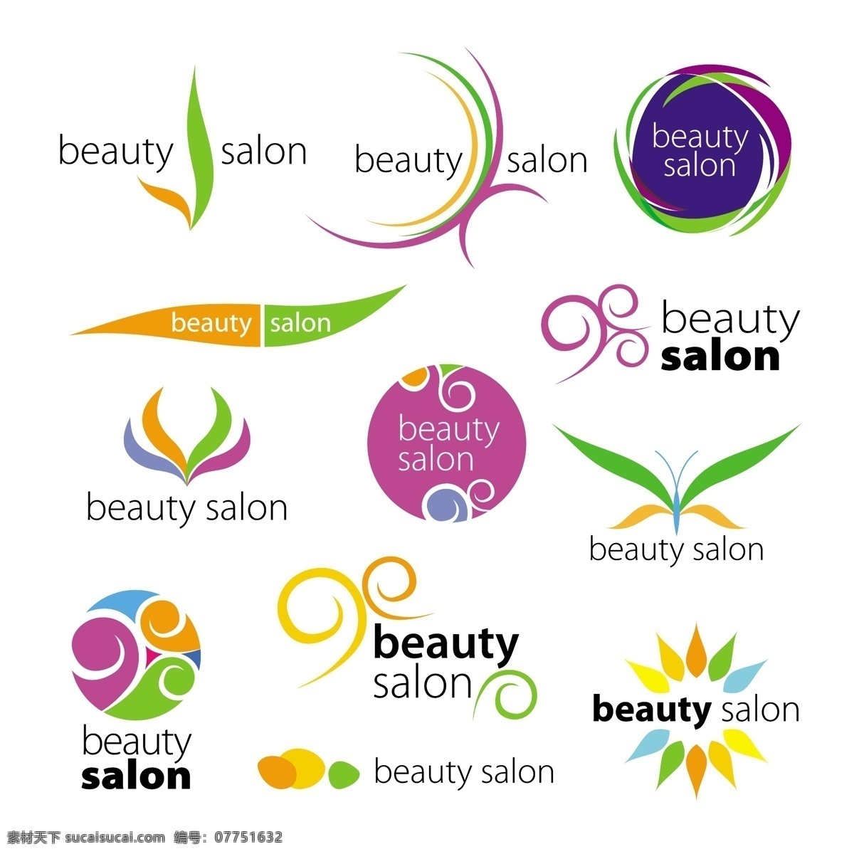 美容 行业 logo 创意 标志设计 商标设计 logo图形 标志图标 矢量素材 白色