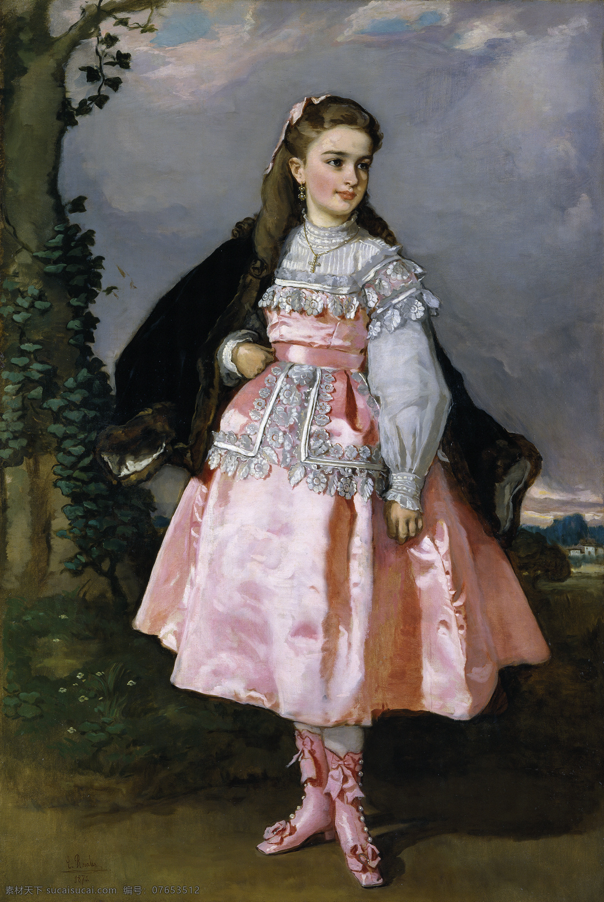 绘画书法 文化艺术 油画 少女 全身 画像 设计素材 模板下载 少女全身画像 19世纪油画 年轻姑娘 贵族子弟 洛可可画派 豆蔻年华 家居装饰素材