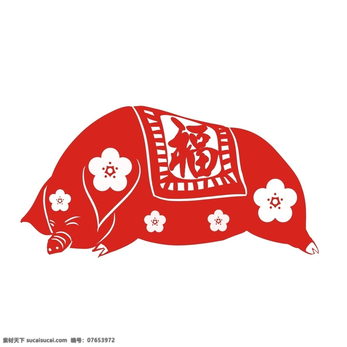 传统节日 春节 福字 窗花 猪 装饰 图案 传统 节日 福 传统文化 继承 梅花 花 眯着 肥 匠人 装饰图案 装饰素材
