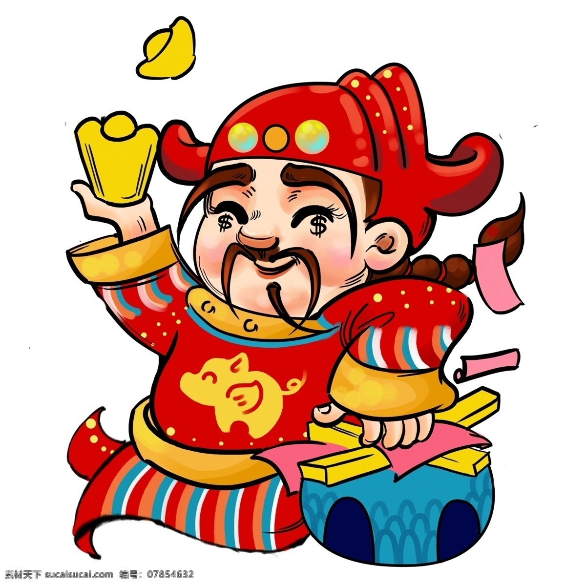 新春 喜庆 财神爷 节日 元素 节日元素 春节元素 透明素材 免扣素材