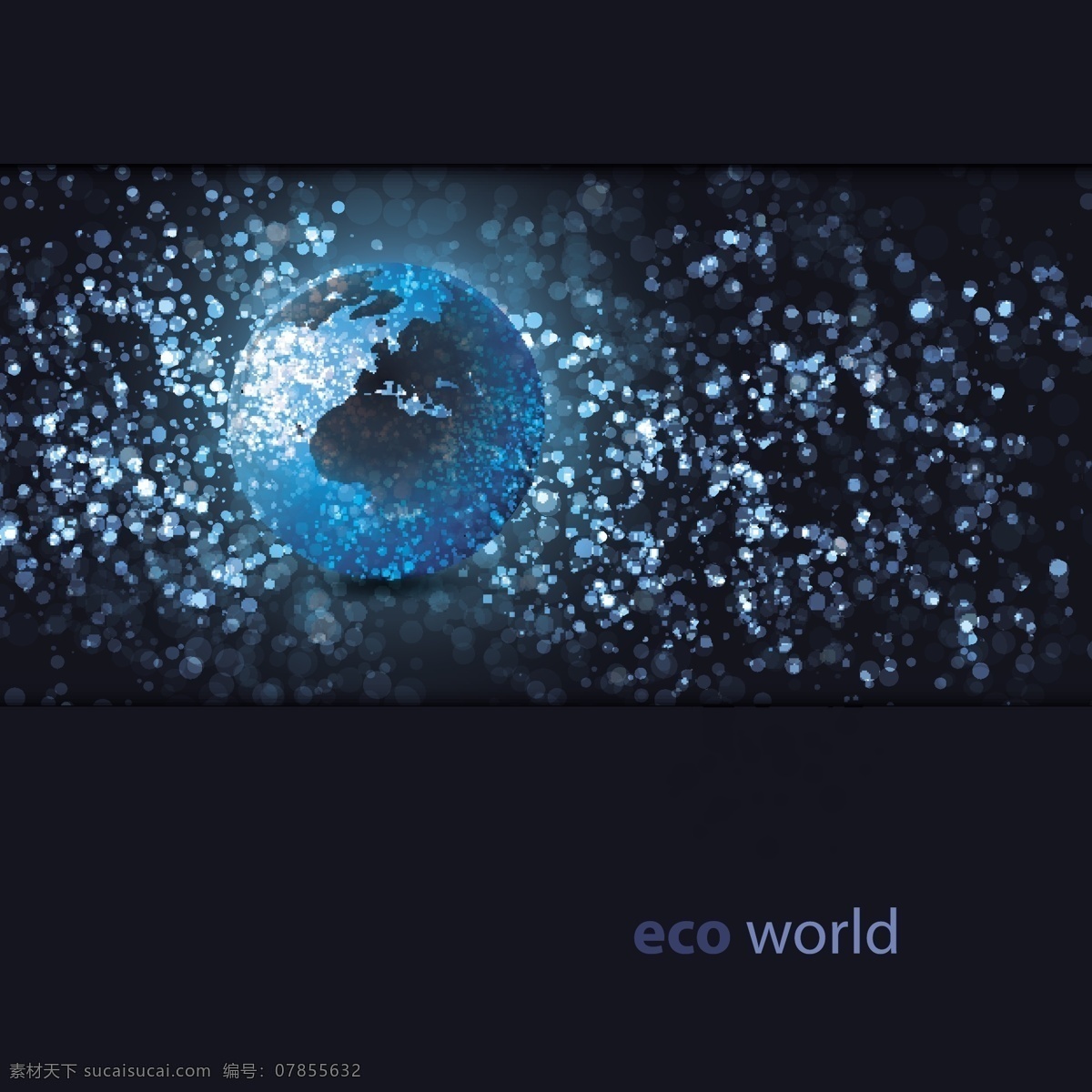 蓝光 全球 科技 矢量 banner 背景 璀璨 地球 地图 光点 光晕 横幅 矢量素材 星光 矢量图 现代科技