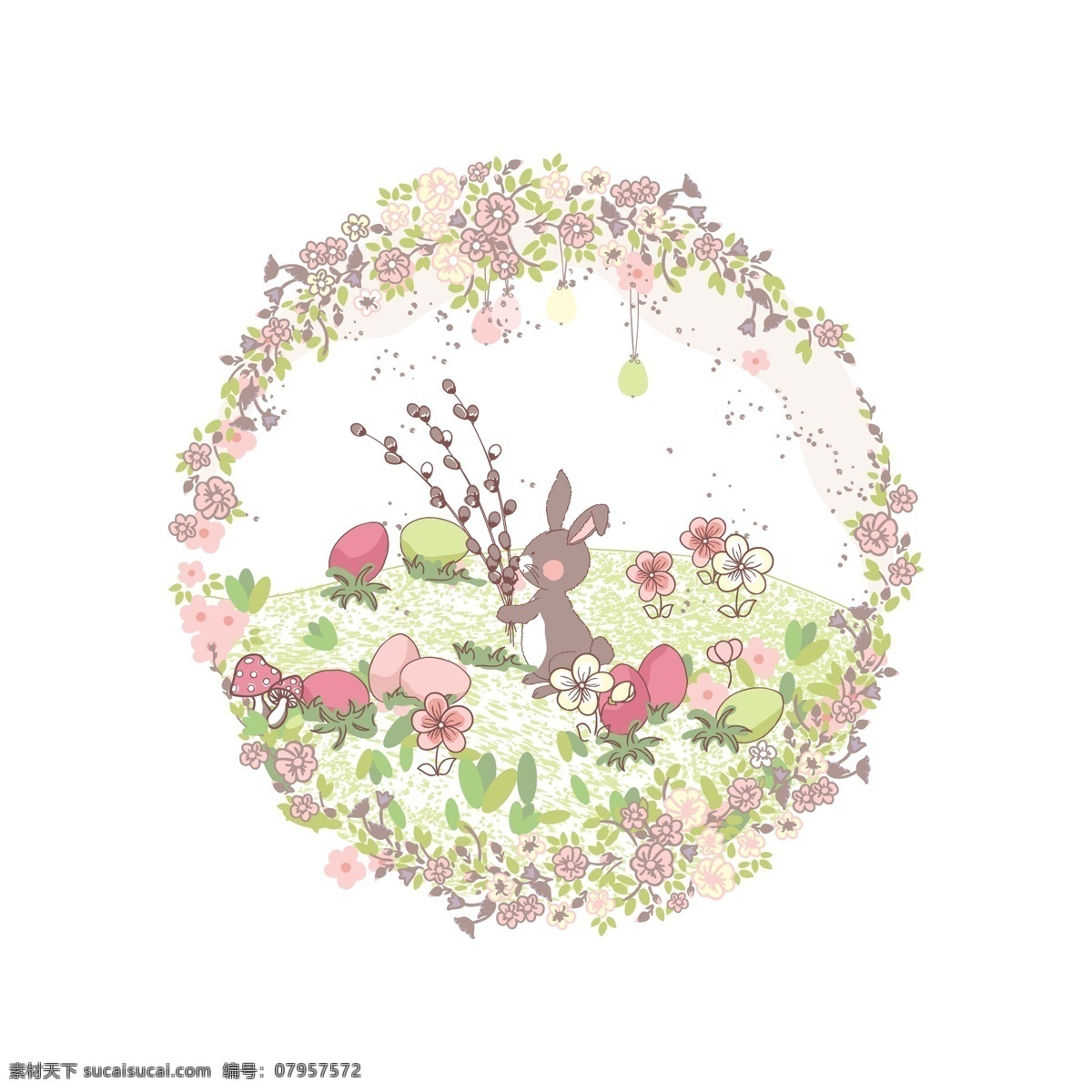 儿童 插画 背景 兔子 花朵 卡通背景 插画背景 花纹 矢量花纹 花纹背景 花纹素材 彩色 底纹 矢量背景 矢量素材 底纹背景 底纹边框 白色