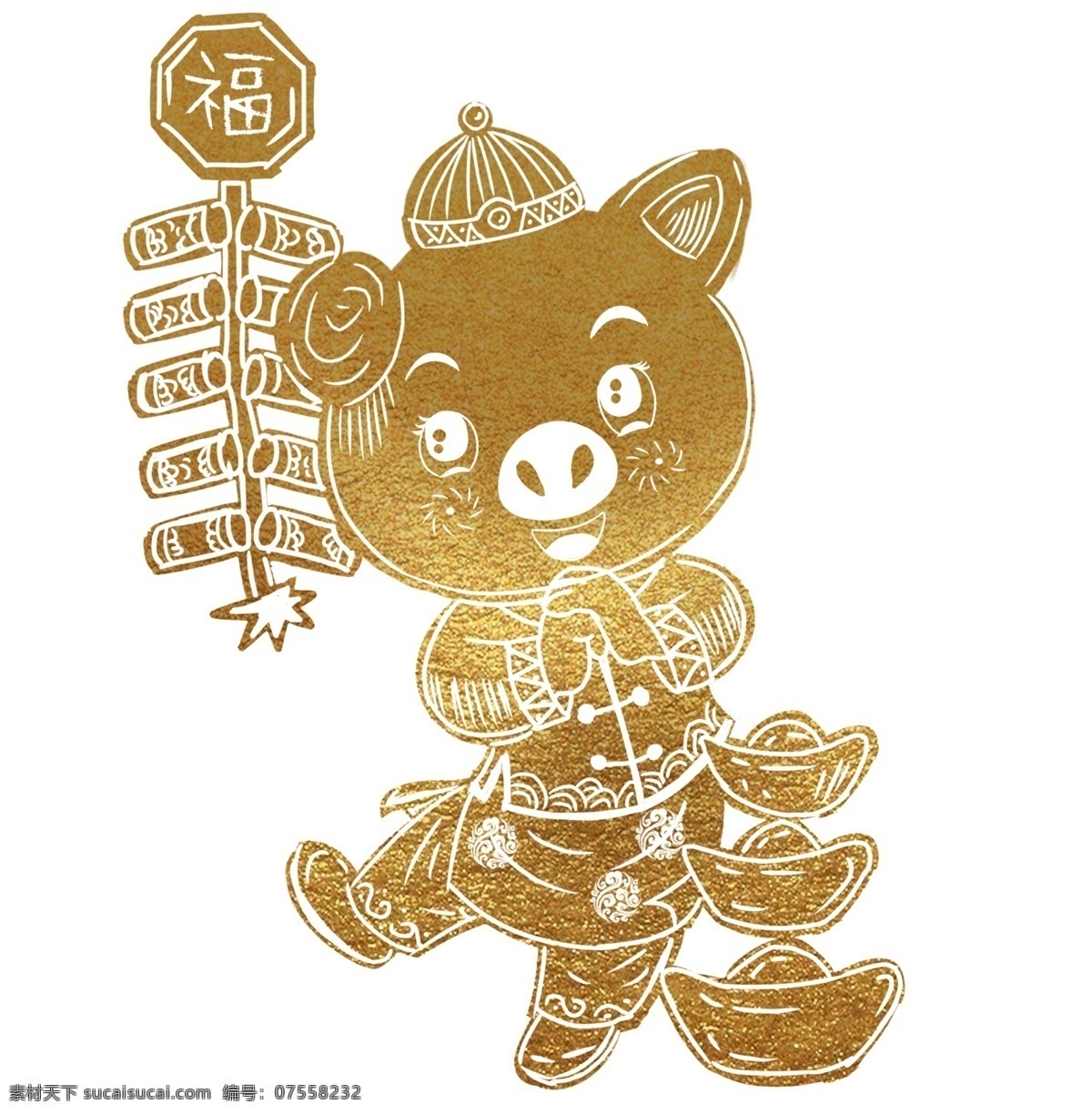 卡通 手绘 猪年 剪纸 春节 卡通手绘 水彩 舞 狮子 鞭炮 灯笼绣球 小清新 节日 创意 过年 猪年台历 喜庆