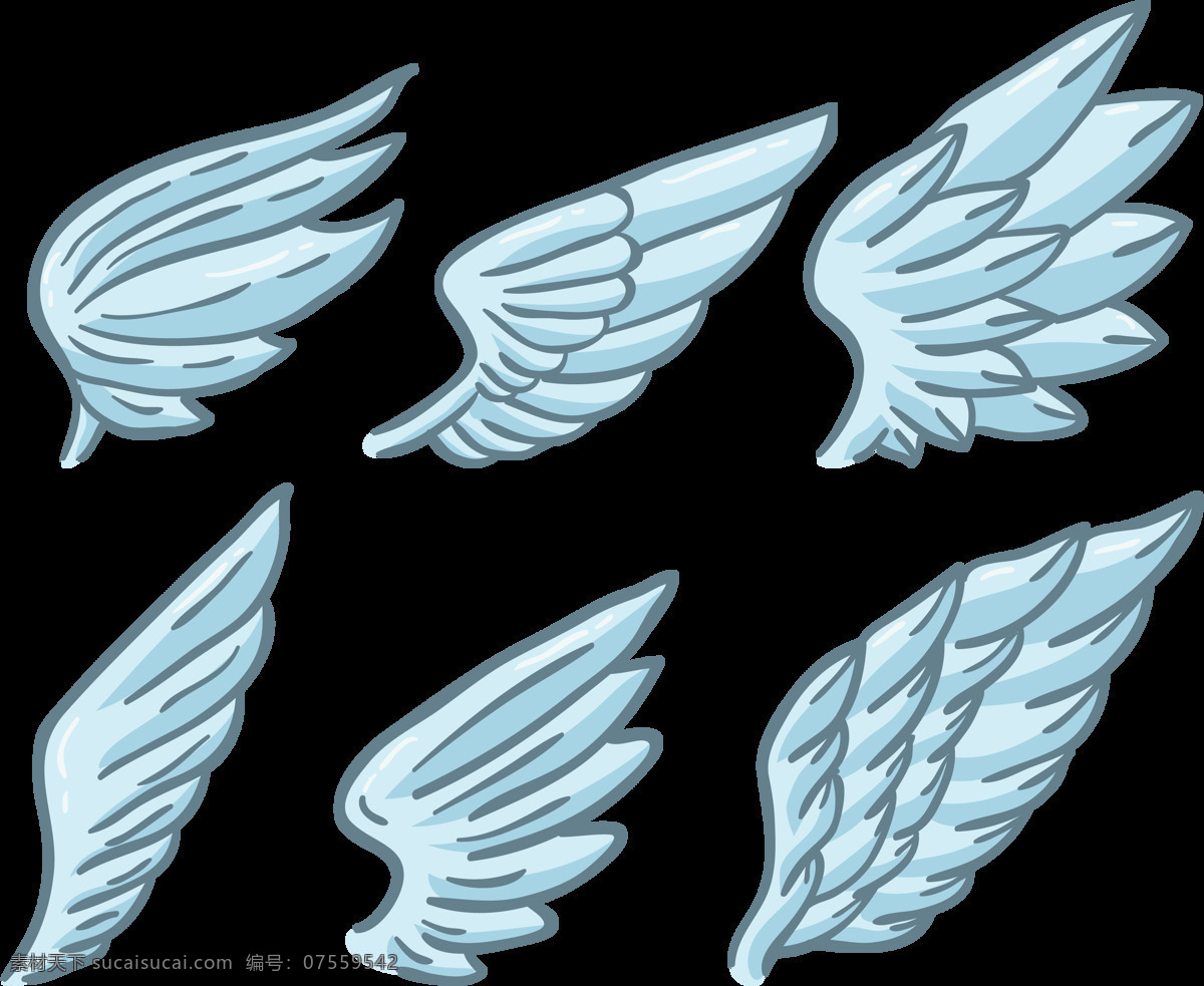 手绘 风格 蓝色 调 翅膀 免 抠 透明 图 层 手绘翅膀 翅膀元素 小 天使 卡通翅膀 翅膀图片素材 纹身图案 翅膀素材 手绘翅膀图片