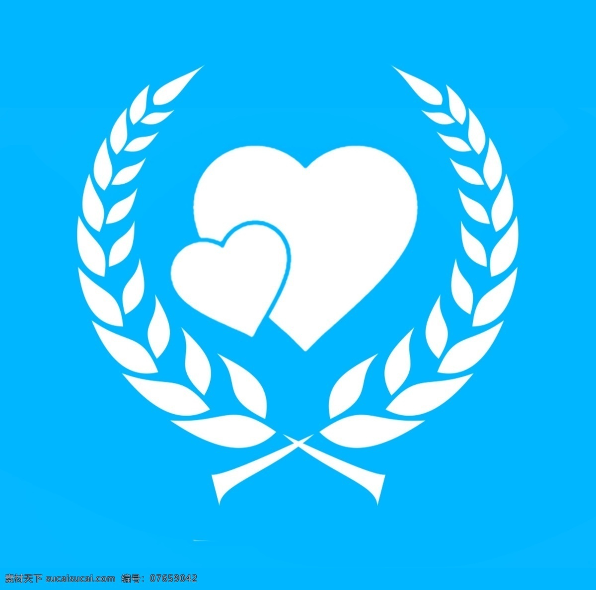 橄榄枝与爱心 橄榄枝 爱心 和平 公益 重生 心 青色 天蓝色