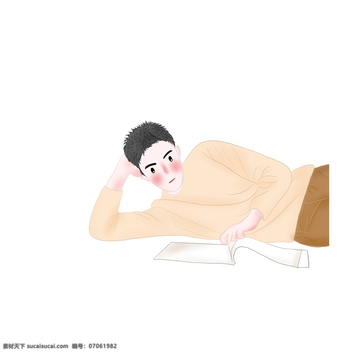 躺 黄色 衣服 男士 图案 躺着的