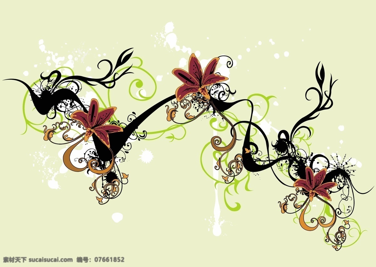 欧美 花纹 矢量花纹 欧美花纹 花纹元素 花纹花边 底纹边框 矢量素材 黄色