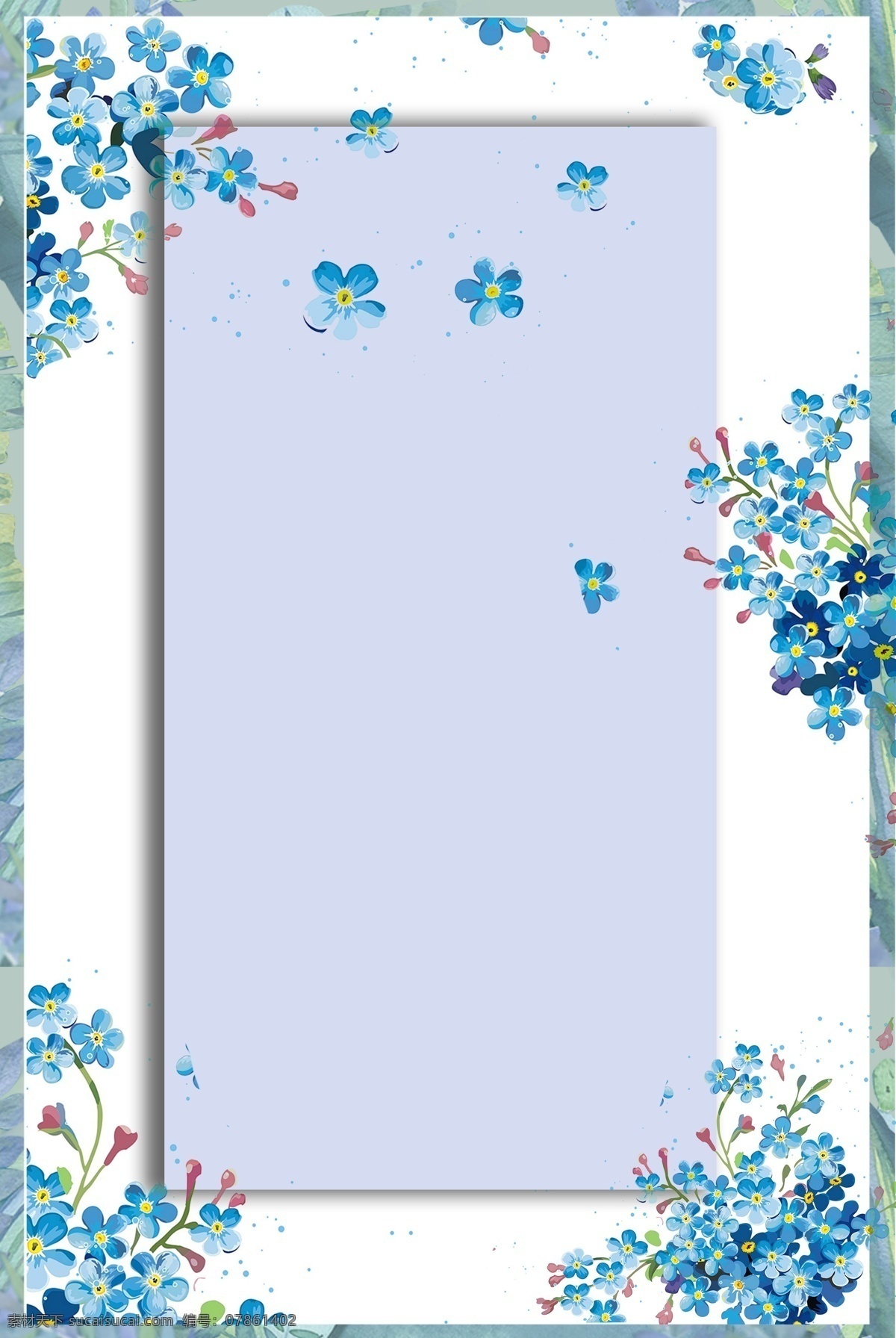 边框 蓝色 简约 风 海报 banner 背景 蓝色背景 简约风格 psd源文件 花卉 方框 重叠 淘宝 天猫 开心