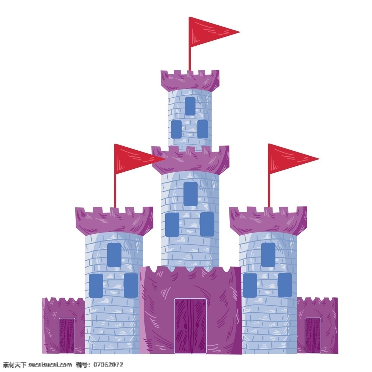 红色 旗子 城堡 建筑 复古城堡 红色旗子
