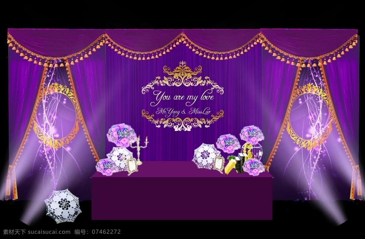 婚礼 效果图 签到 区 金色 紫色 签到区 原创设计 其他原创设计