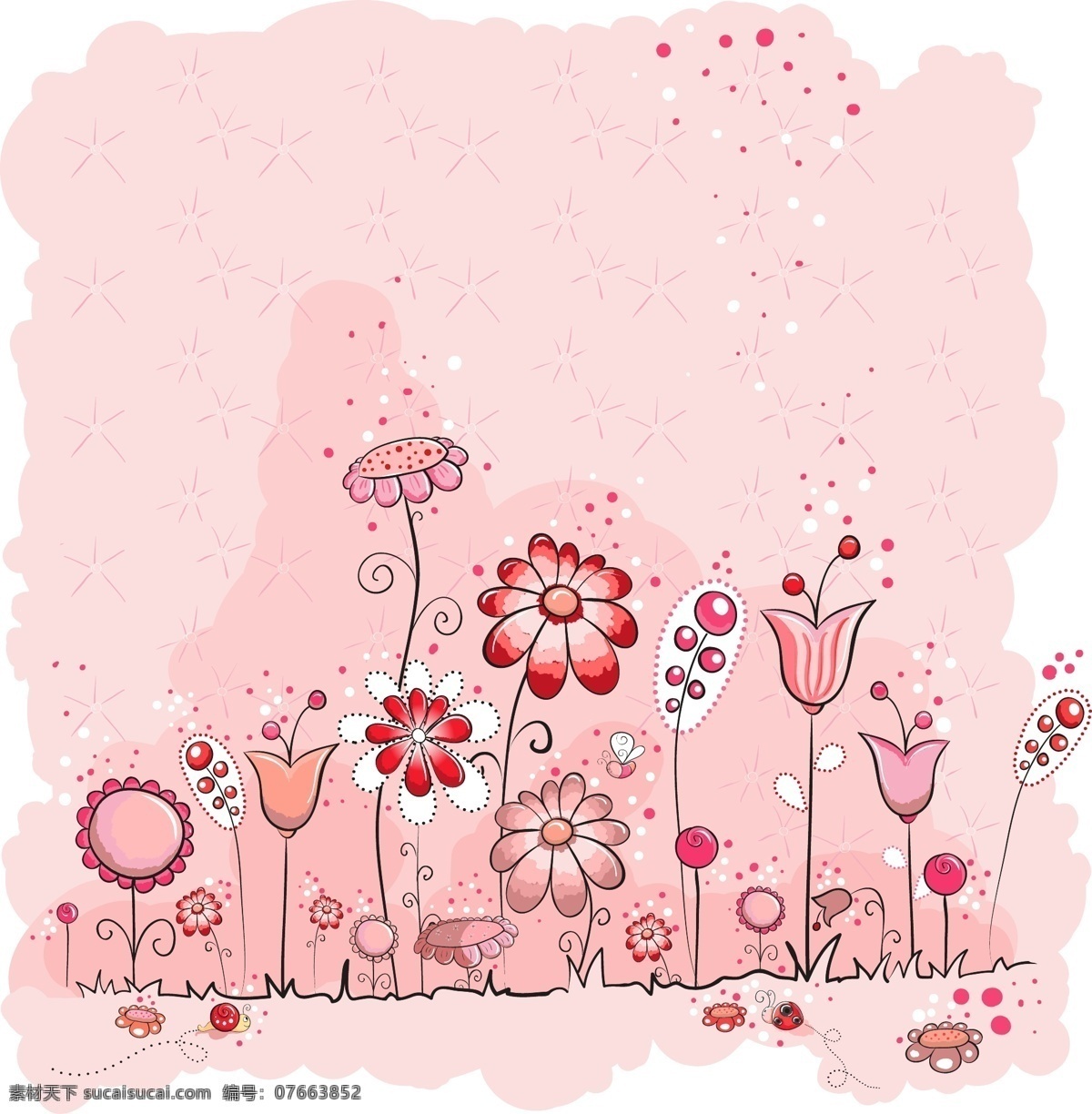 粉色 风格 孩子 卡 矢量图 粉红 花 向量卡 名片卡 广告设计名片