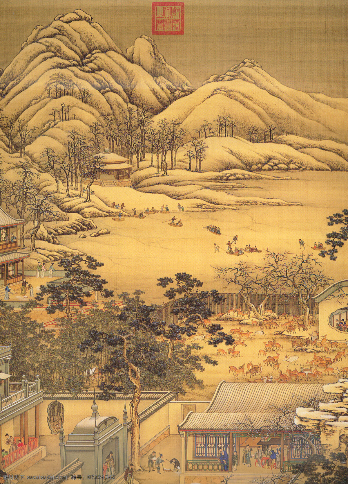 北京大观园 中国画02 设计素材 其他国画 中国画篇 书画美术 黄色