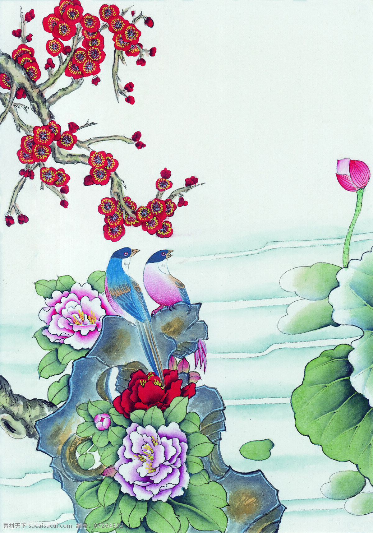 花鸟 中国画 书画美术 设计素材 花鸟画篇 中国画篇 白色