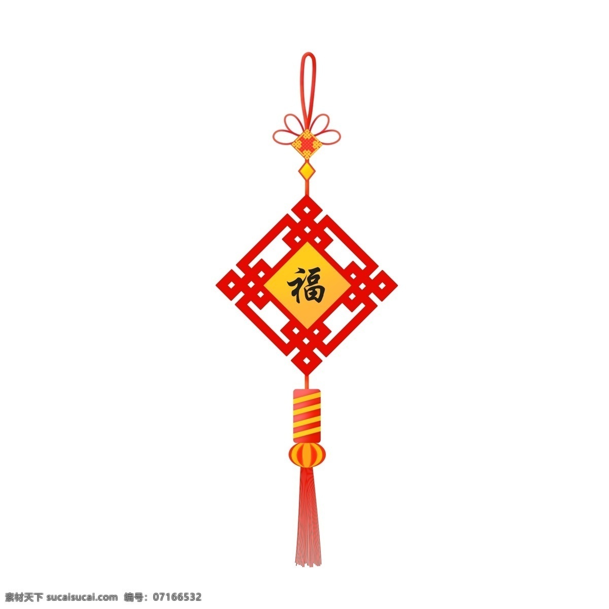 手绘 喜庆 中国 风 纹理 镂空 福字 中国结 元素 中国风 红色 福 尾穗 挂饰 新年 吉祥