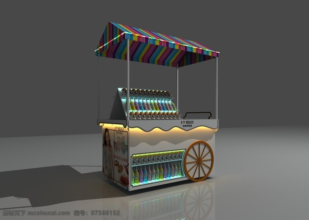 手推车 rio 鸡尾酒 地推 陈列 异形 外卖车 3d设计 展示模型 max