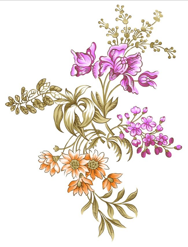 鲜花 绽放 花卉 手绘图 鲜花绽放 手绘 分层 家居装饰素材