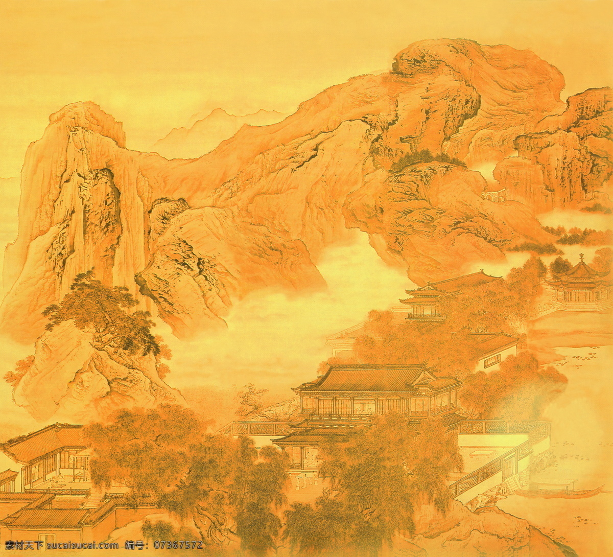 人物名画 中国 古典 藏画 中国古典藏画 设计素材 古典藏画 书画美术 橙色