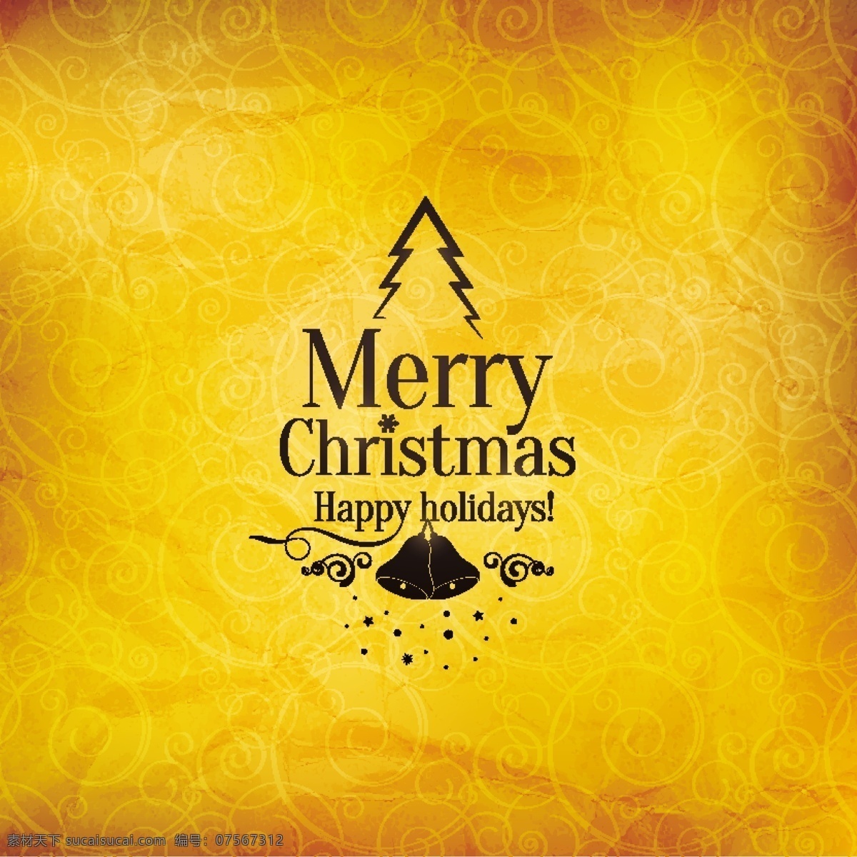 圣诞树 矢量 花纹 温暖 黄金 金色圣诞 圣诞快乐 矢量圣诞树 底纹边框 花边花纹 黄色