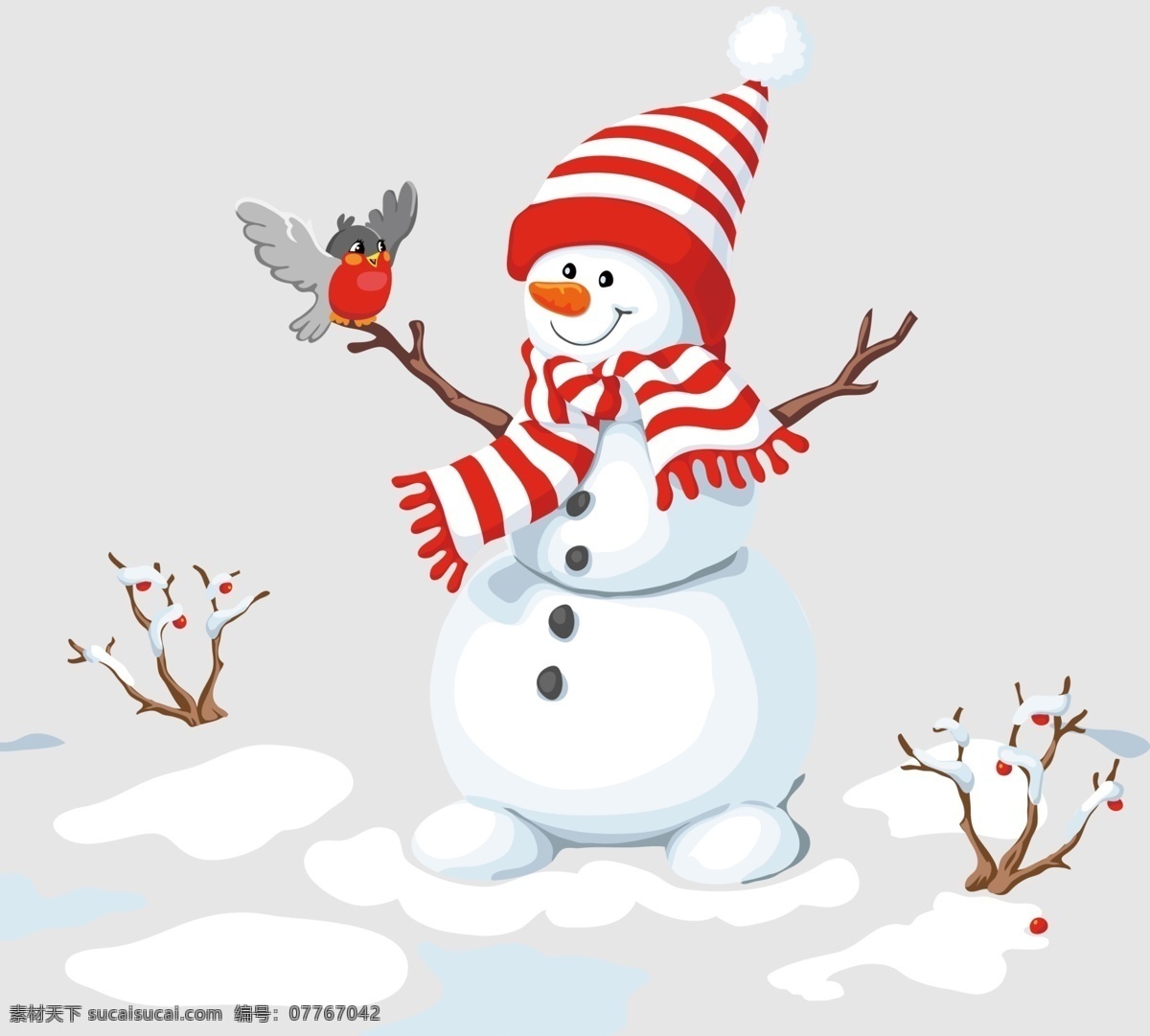 雪地里的雪人 冬季 冬天 卡通 飘雪 圣诞 圣诞节 下雪 雪地 雪人